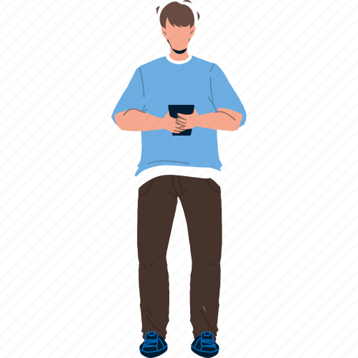 Boy, using, smartphone, gadget, device illustration - Download on Iconfinder