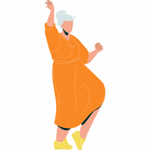 Elderly, woman, dancing, party, dance, active illustration - Download on Iconfinder