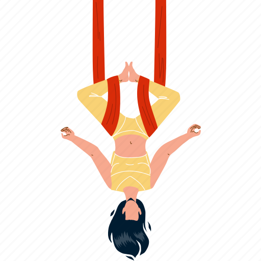 Woman, training, fly, yoga, exercise illustration - Download on Iconfinder