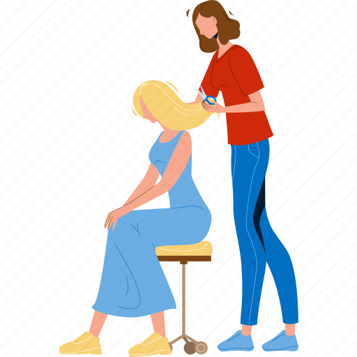 Hairdresser, make, hairstyle, client, woman illustration - Download on Iconfinder