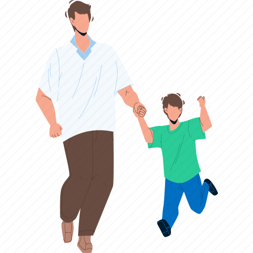 Father, walking, boy, kid, outdoor, man illustration - Download on Iconfinder