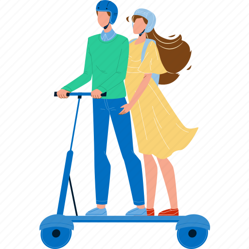 Boy, girl, riding, electricscooter, ride illustration - Download on Iconfinder