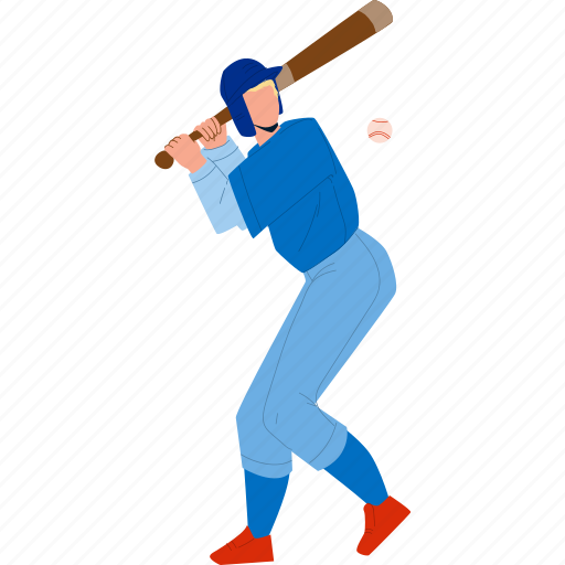 Man, player, playing, baseball, bat, ball illustration - Download on Iconfinder