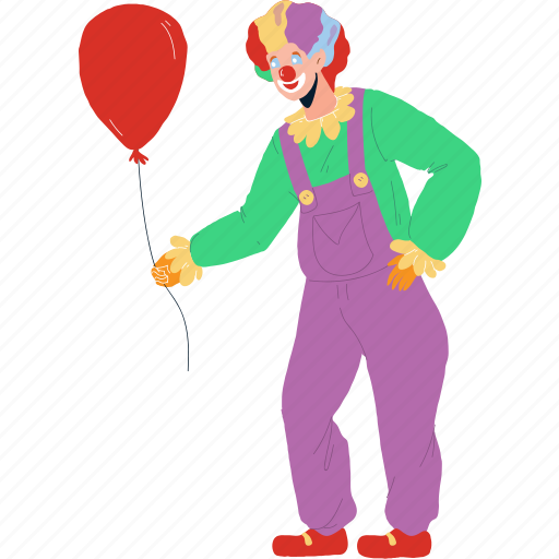 Clown, man, airballoon, party, helium, halloween illustration - Download on Iconfinder