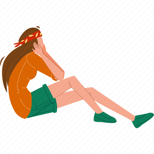 Young, girl, sitting, grass, dreaming illustration - Download on Iconfinder