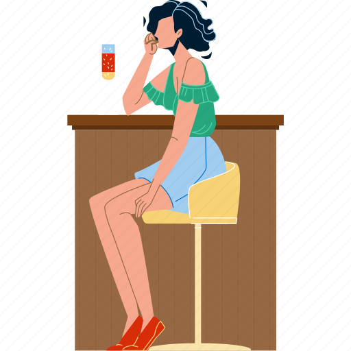Woman, drinking, cocktail, drink, bar, counter illustration - Download on Iconfinder