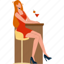 woman, enjoying, alcoholic, cocktail, pub, drink, bar 