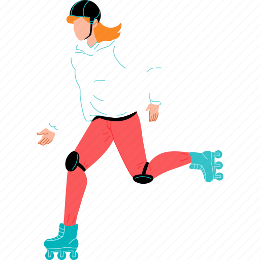 Woman, teen, riding, rollerskates, extreme, ride illustration - Download on Iconfinder