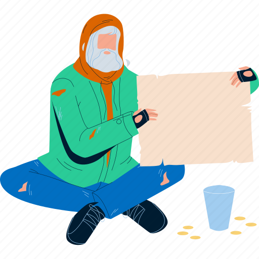 Homeless, man, ask, money, street illustration - Download on Iconfinder