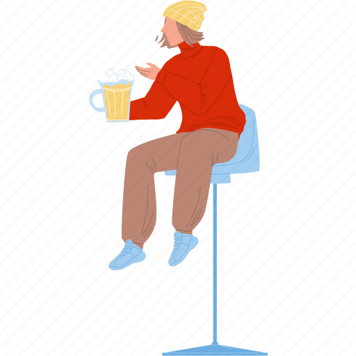 Girl, drinking, beer, drink, pub illustration - Download on Iconfinder