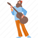 man, hippie, playing, guitar, musician, instrument 