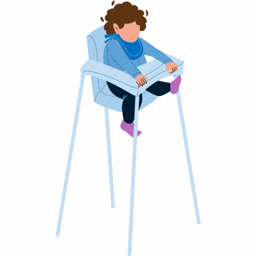 Baby, boy, sitting, feedingchair, kitchen illustration - Download on Iconfinder