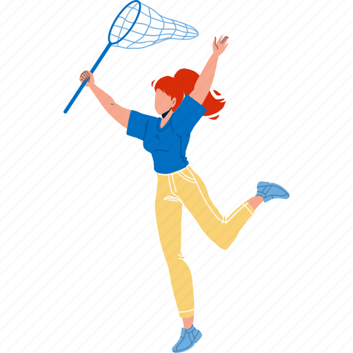 Woman, catch, insect, net, tool illustration - Download on Iconfinder