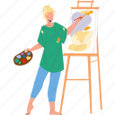 woman, drawing, picture, paint, brush 