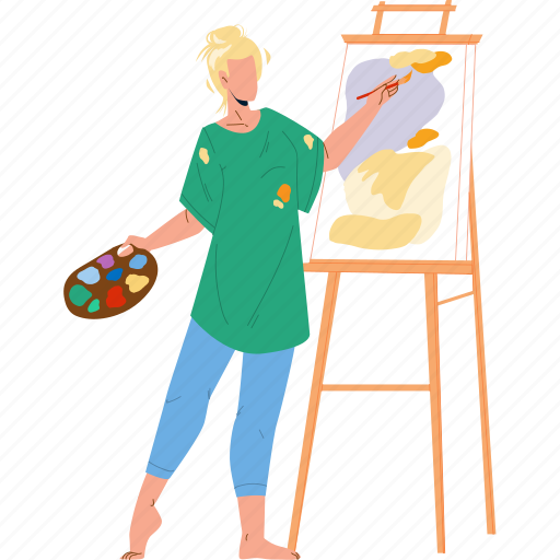 Woman, drawing, picture, paint, brush illustration - Download on Iconfinder