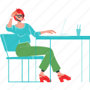 woman, freelancer, working, workplace, laptop
