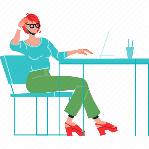 Woman, freelancer, working, workplace, laptop illustration - Download on Iconfinder