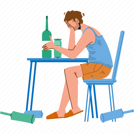Man, drinking, alcoholic, drink, alcohol, bottle illustration - Download on Iconfinder