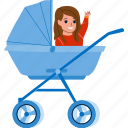 toddler, girl, resting, stroller, ride, transportation