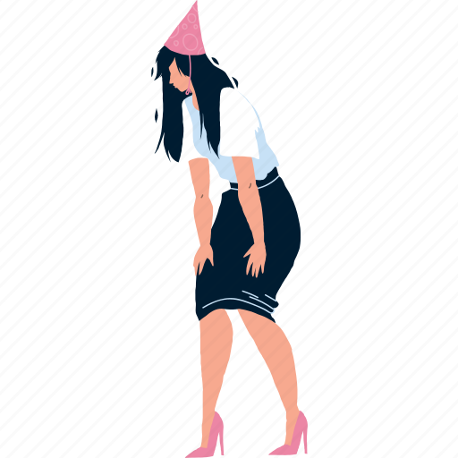 Woman, resting, birthday, party, celebrate illustration - Download on Iconfinder