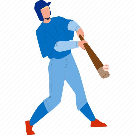 Man, sportsman, hitting, ball, bat, baseball illustration - Download on Iconfinder