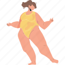 overweight, woman, resting, beach, swimmingsuit