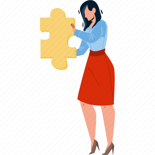 Woman, puzzle, piece, playing, game illustration - Download on Iconfinder