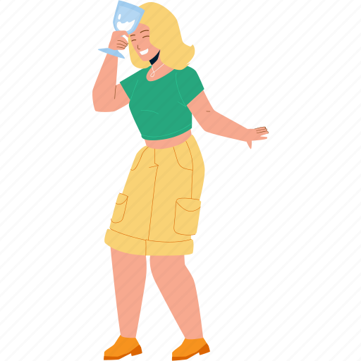 Drunk, woman, resting, party, alcoholic, drink illustration - Download on Iconfinder
