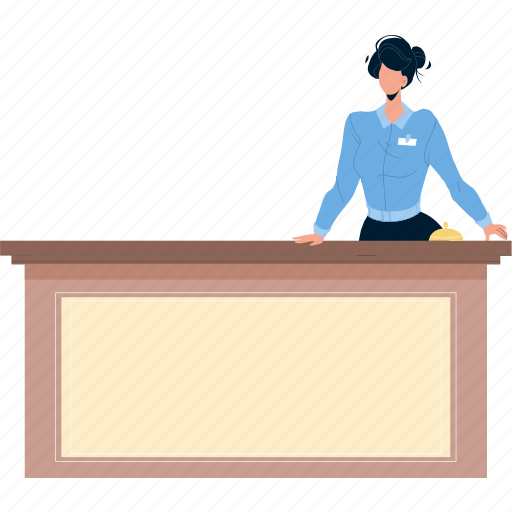 Woman, receptionist, working, hotel, reception illustration - Download on Iconfinder