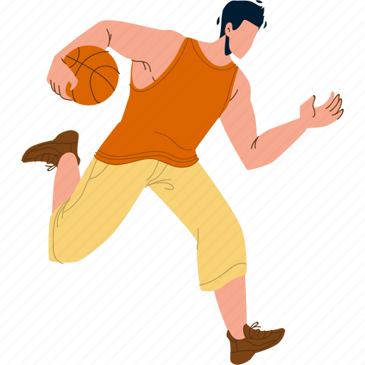 Man, sportsman, playing, basketball, game illustration - Download on Iconfinder