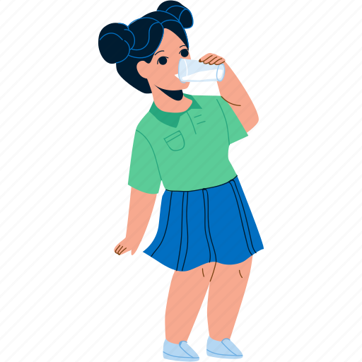 Girl, child, drinking, milk, drink, healthy illustration - Download on Iconfinder