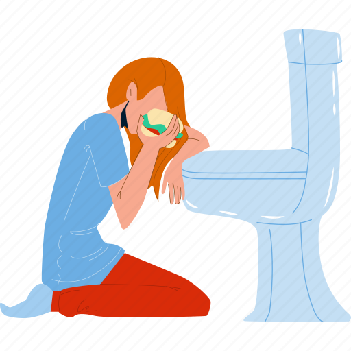 Girl, anorexia, health, problem, eating, burger, restroom illustration - Download on Iconfinder