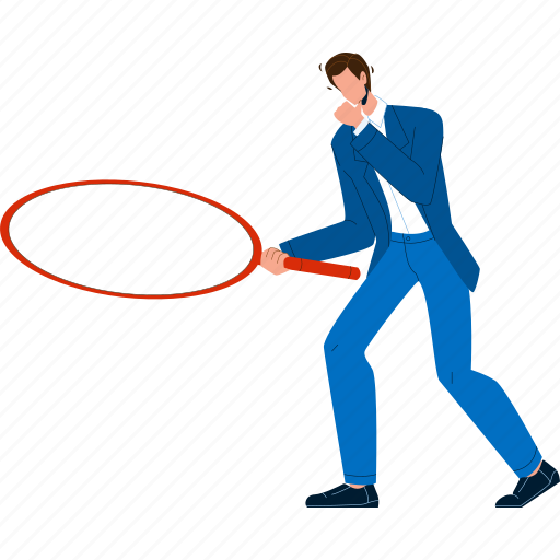 Businessman, researching, report, magnifierglass, analysis illustration - Download on Iconfinder