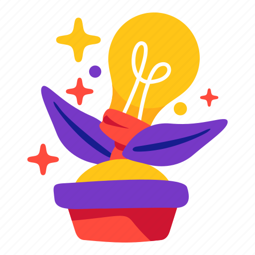 Grow, up, light, bulb, creativecreativity, stickers, sticker illustration - Download on Iconfinder