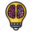 brainstorm, brain, creative, logical, mind, idea, bulb 