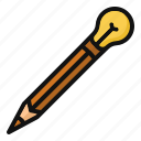 pencil, bulb, creative, idea, draft, edit, creativity