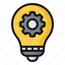 idea, setting, bulb, cogwheel, creative, light, lamp