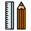 pencil, ruler, write, draft, edit, height, measure