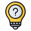 what, idea, question, bulb, creative, light, lightbulb 