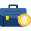 briefcase, business, dollar, finance, money, bag, office 