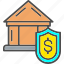bank, building, house, housing, and, utilities, security, shield 