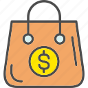 dollar, bag, buy, cart, shop, shopping