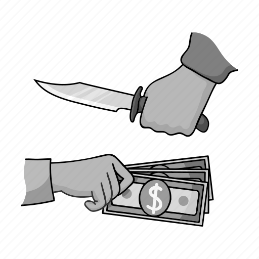Assault, cash, crime, hand, knife, money, robbery icon - Download on Iconfinder
