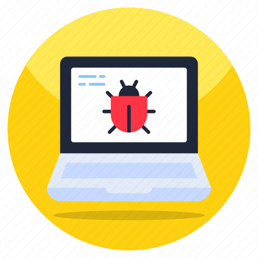 Laptop bug, system virus, infected laptop, laptop malware, system malware icon - Download on Iconfinder