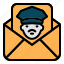 mail, message, police, policeman, cop 