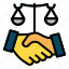 scale, law, balance, judge, handshake 
