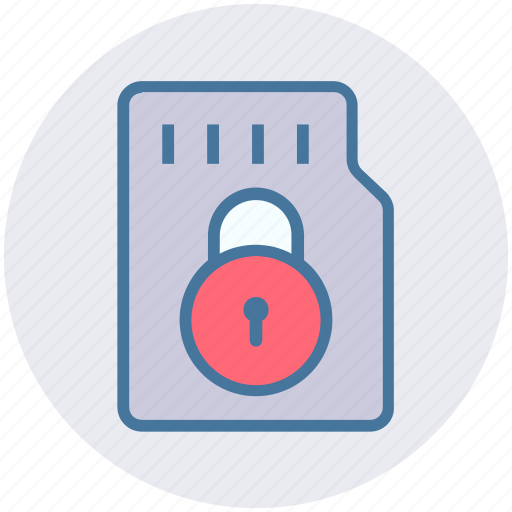 Lock, memory card, mobile card, sd card secure, security icon - Download on Iconfinder