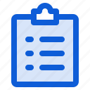 clipboard, list, report, data, document, checklist