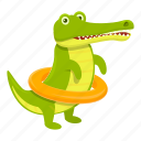 crocodile, swimming, ring, animal