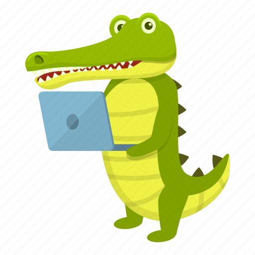 Crocodile, laptop, cute, fun icon - Download on Iconfinder